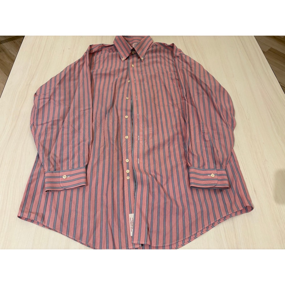 Brooks Brothers 16-32 Men's Pink Blue Striped Button Down Oxford Dress Shirt